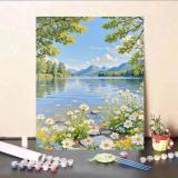 2026年新款数字油画治愈系手工填色小雏菊丙烯画0基础涂色画雪山